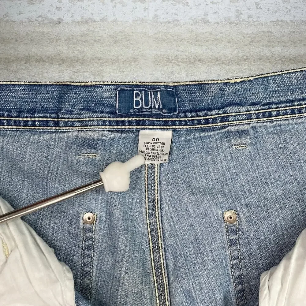Vintage 90s BUM Equipment Carpenter Jean Shorts 40x11 Light Wash 11" Inseam - Picture 3 of 4